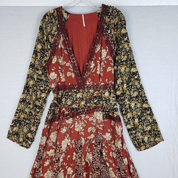Free People Tilda Maxi Wrap Dress Floral Bohemian size L - Picture 4 of 16